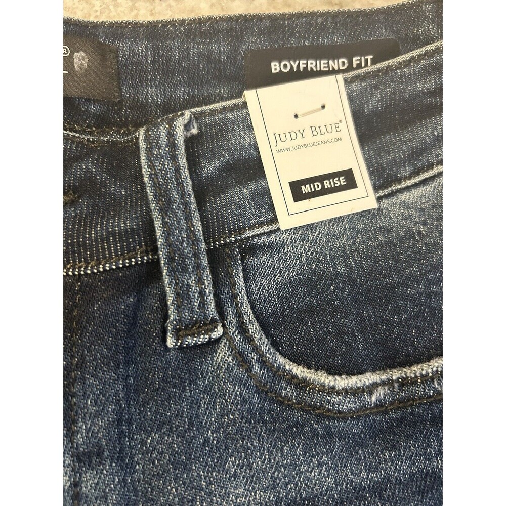 Judy Blue Jeans Demin Boyfriend Buffalo Plaid Patch Mid Womens Sz 3 / 26 - Picture 10 of 11